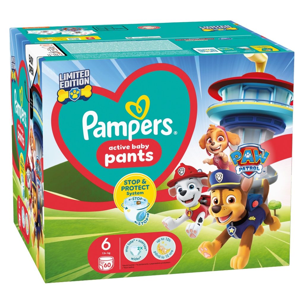 Pampers Active Baby Pants Mancs Őrjárat bugyipelenka 6, 13+ kg, HAVI PELENKACSOMAG 1+1, 120 db
