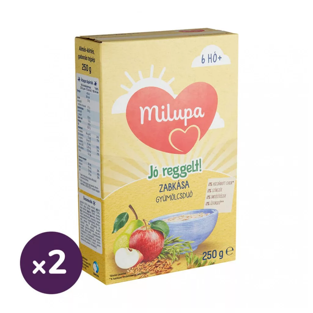 Milupa Jó reggelt! Zabkása, gyümölcsduó 6 hó+ (2x225 g)