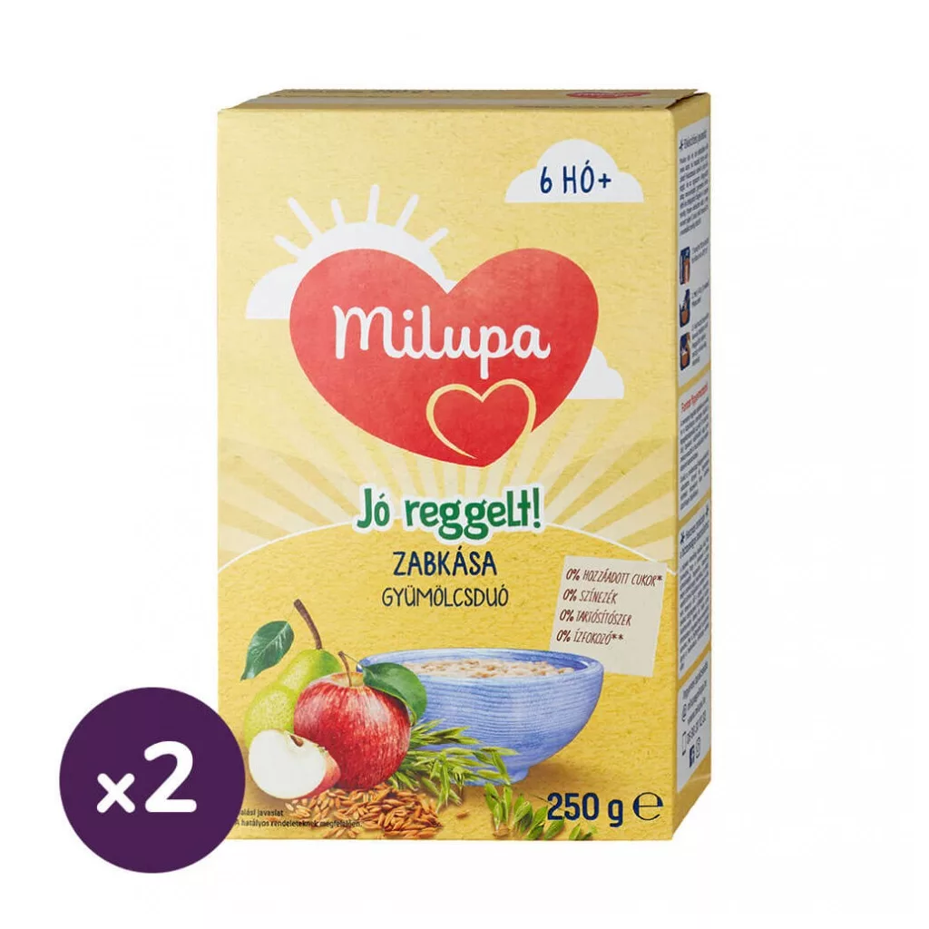 Milupa Jó reggelt! Zabkása, gyümölcsduó 6 hó+ (2x225 g)