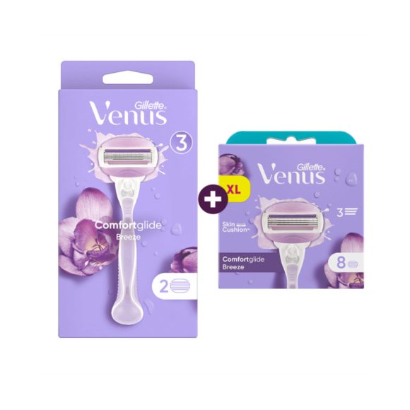 Gillette Venus ComfortGlide Breeze csomag: női borotva + 10 db borotvabetét