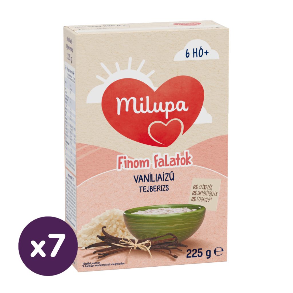 Milupa Finom falatok, Vanília ízű tejberizs 6 hó+ (7x225 g)