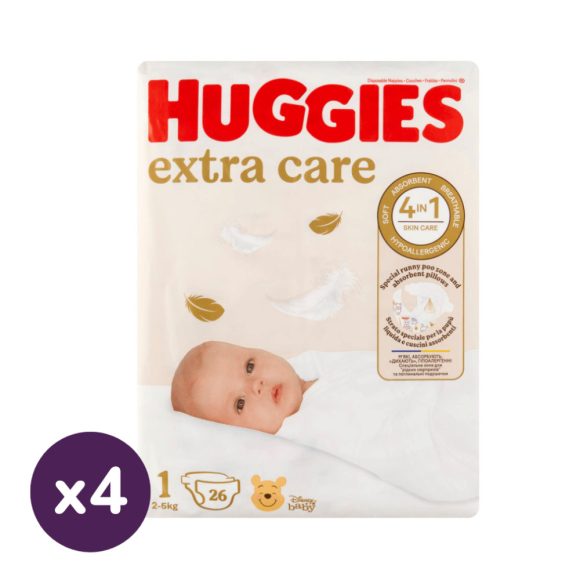 Huggies Extra Care újszülött pelenka 1, 2-5 kg, 104 db