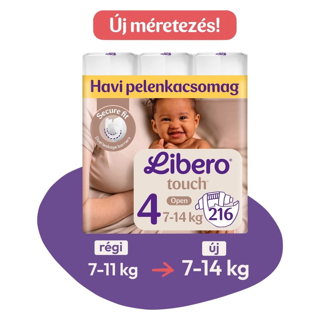 Libero Touch 4 pelenka, 7-14 kg, 216 db