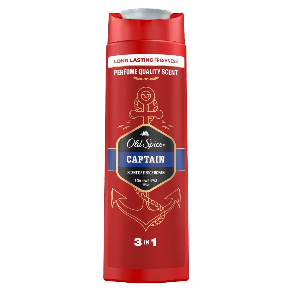 Old Spice Captain 3 az 1-ben tusfürdő és sampon férfiaknak (2x400 ml)