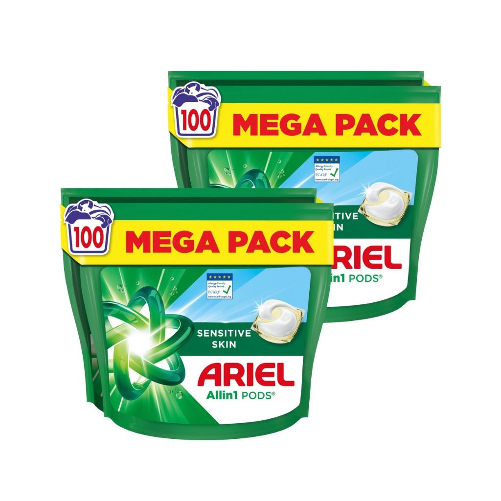 INGYENES  SZÁLLÍTÁS - Ariel All-in-1 PODS Mosókapszula Sensitive (2x100 db)