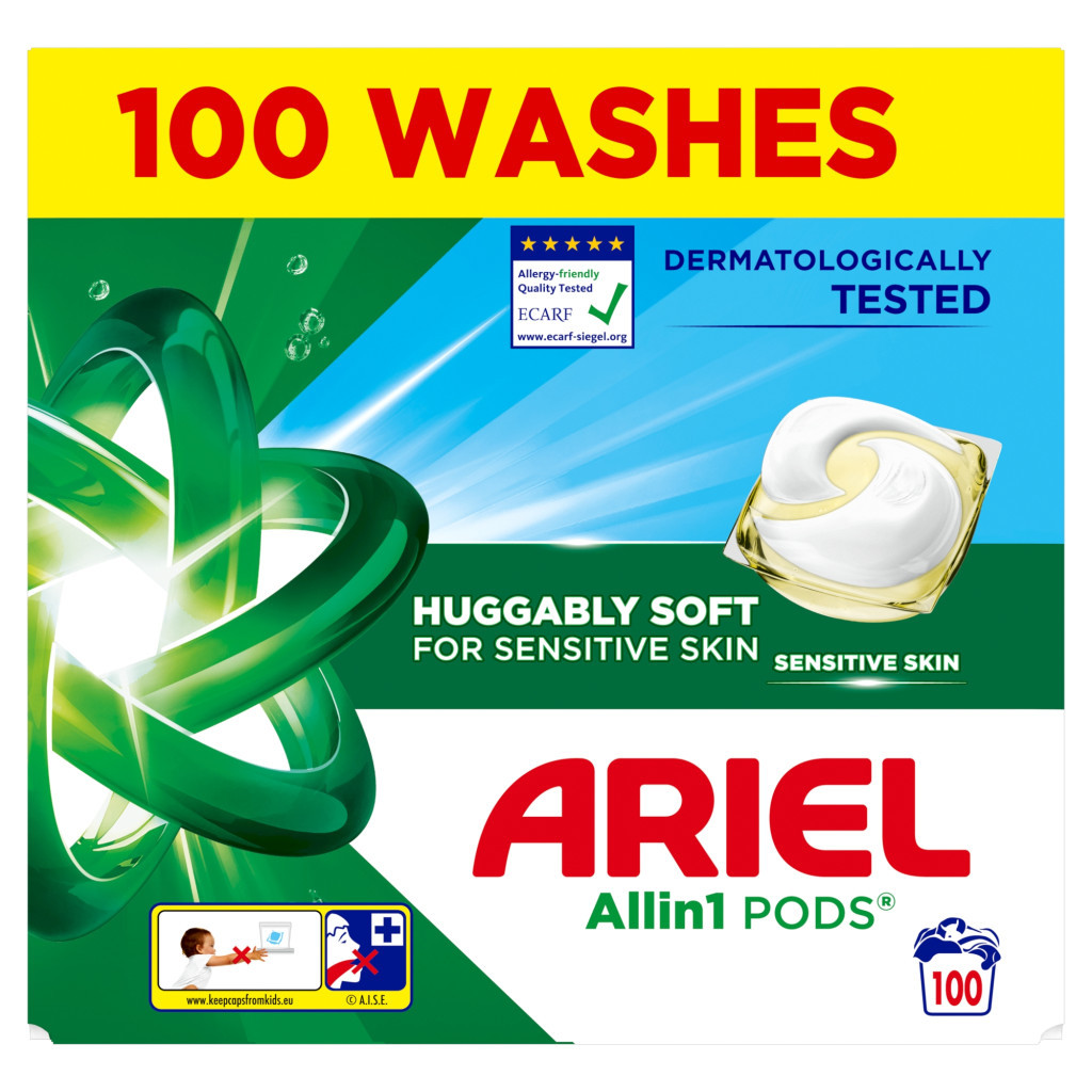 INGYENES  SZÁLLÍTÁS - Ariel All-in-1 PODS Mosókapszula Sensitive (2x100 db)
