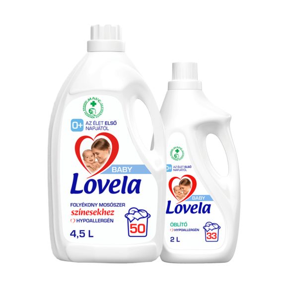 INGYENES SZÁLLÍTÁS - Lovela Baby folyékony mosószer színes ruhákhoz 4,5 liter + Lovela Baby öblítő 2 liter