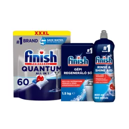   Finish Quantum mosogatógép kapszula kezdőcsomag 60 kapszulával, öblítővel és sóval