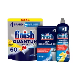   Finish Quantum mosogatógép kapszula citromos kezdőcsomag 60 kapszulával, öblítővel és sóval