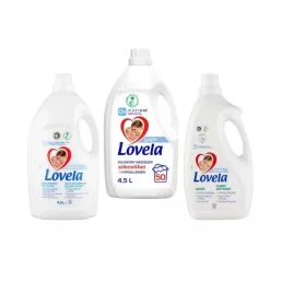   INGYENES SZÁLLÍTÁS - Lovela Baby folyékony mosószer színes és fehér ruhákhoz 2x4,5l + Lovela Baby öblítő 2l