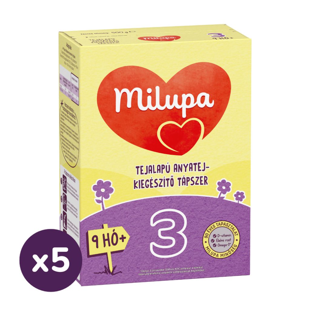 Milupa 3 tejalapú, anyatej-kiegészítő tápszer 9 hó+ (5x500 g)