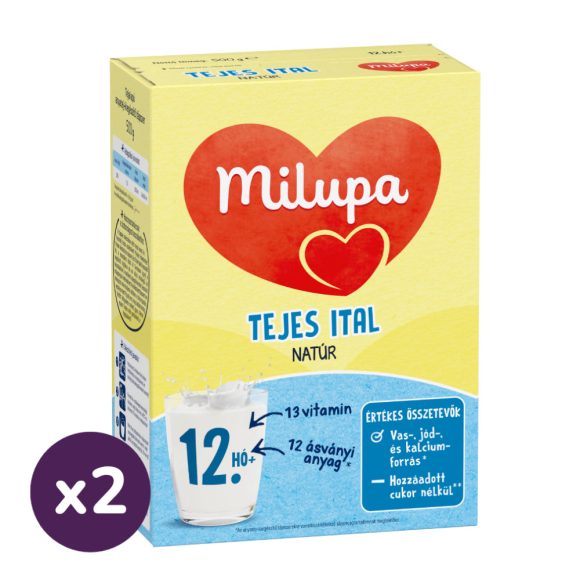 Milupa tejalapú anyatej-kiegészítő tápszer, natúr tejes ital 12 hó+ (2x500 g)