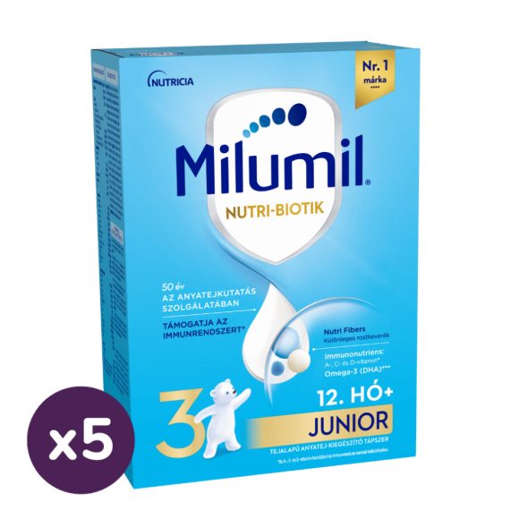 Milumil Junior 3 tejalapú anyatej-kiegészítő tápszer 12 hó+ (5x500 g)