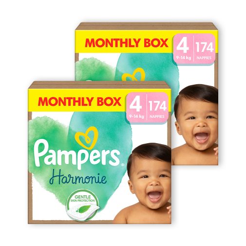 INGYENES SZÁLLÍTÁS - Pampers Harmonie pelenka 4, 9-14 kg, HAVI PELENKACSOMAG 348 db