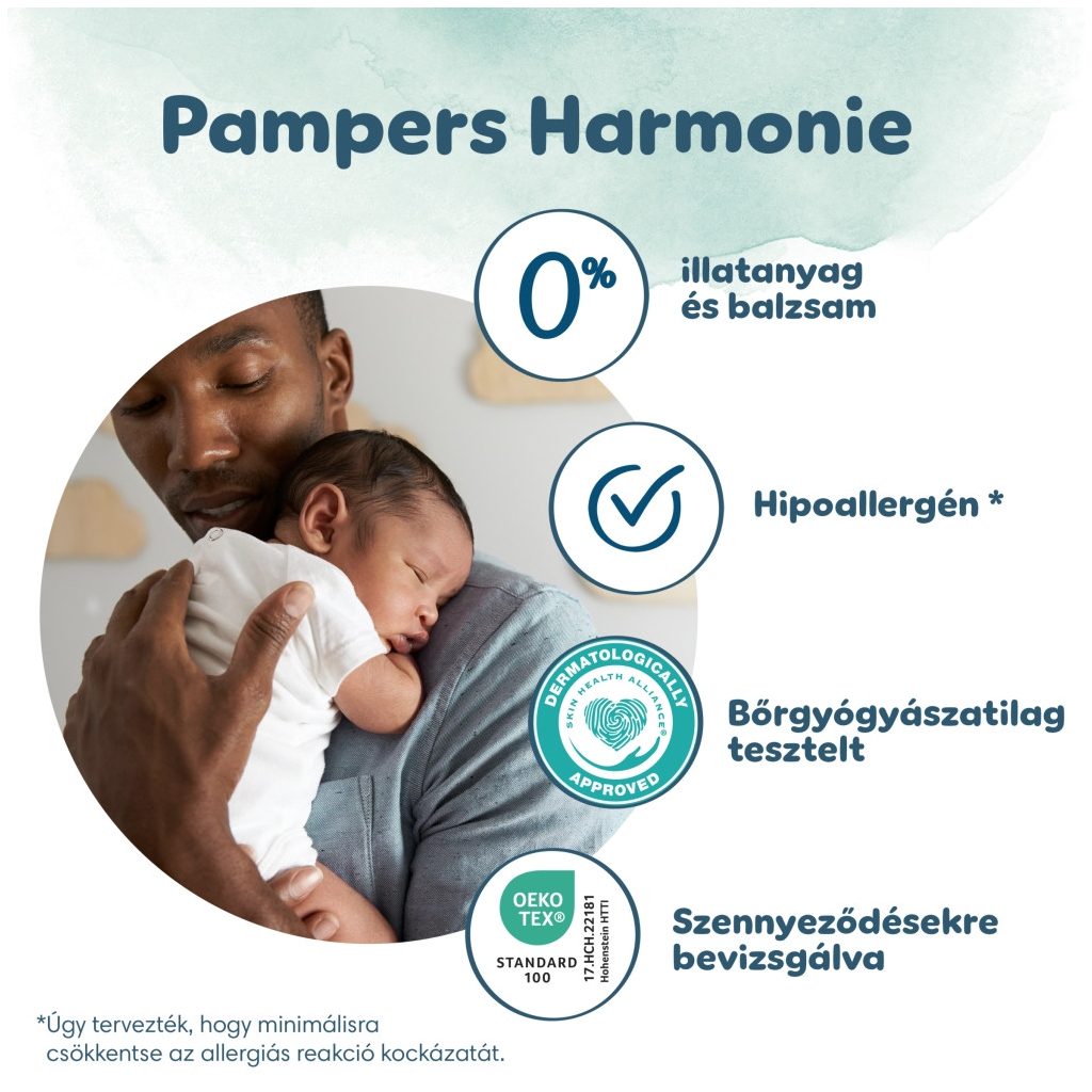 INGYENES SZÁLLÍTÁS - Pampers Harmonie pelenka 4, 9-14 kg, HAVI PELENKACSOMAG 348 db + ajándék Harmonie törlőkendő