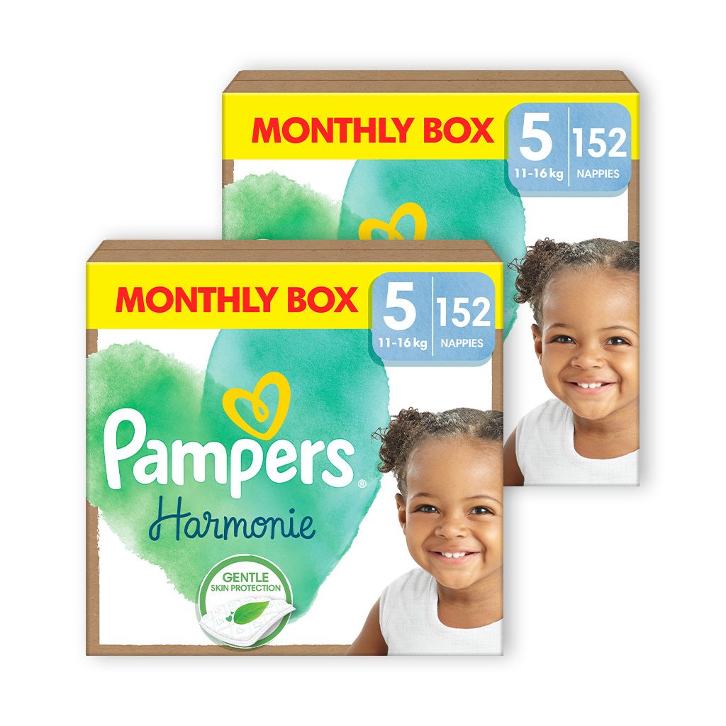 INGYENES SZÁLLÍTÁS - Pampers Harmonie pelenka 5, 11-16 kg, HAVI PELENKACSOMAG 304 db + ajándék Harmonie törlőkendő