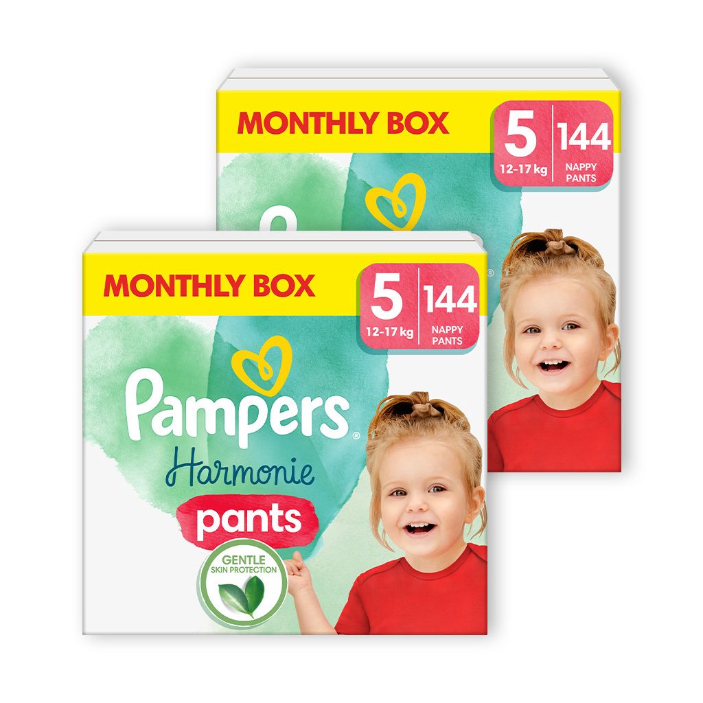 INGYENES SZÁLLÍTÁS - Pampers Harmonie Pants bugyipelenka 5, 12-17 kg, HAVI PELENKACSOMAG 288 db + ajándék Harmonie törlőkendő
