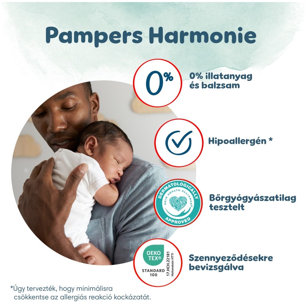 INGYENES SZÁLLÍTÁS - Pampers Harmonie Pants bugyipelenka 5, 12-17 kg, HAVI PELENKACSOMAG 288 db + ajándék Harmonie törlőkendő