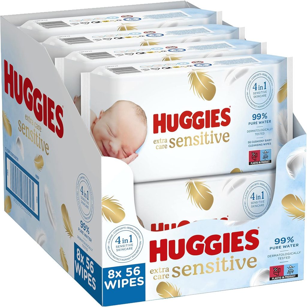 Huggies Extra Care Sensitive törlőkendő (8x56 db)