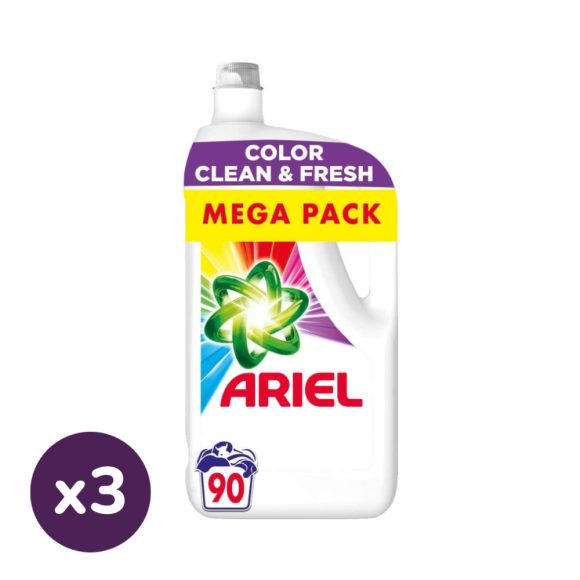INGYENES SZÁLLÍTÁS - Ariel Folyékony mosószer Color Clean & Fresh, 3x4,5 liter (270 mosás)