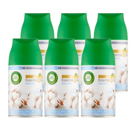 Air Wick Freshmatic Automata légfrissítő spray utántöltő, Friss pamut (6x250 ml)