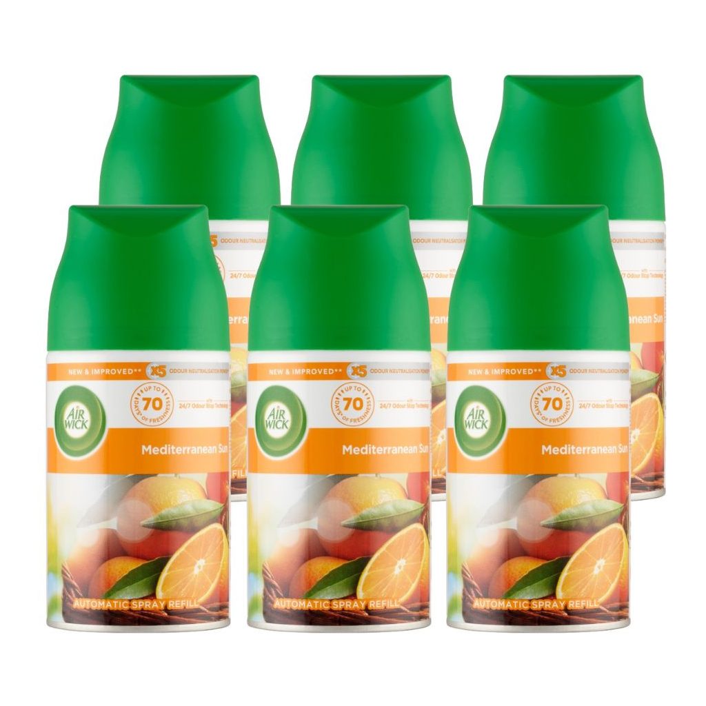 Air Wick Freshmatic Automata légfrissítő spray utántöltő, Mediterrán nyár (6x250 ml)