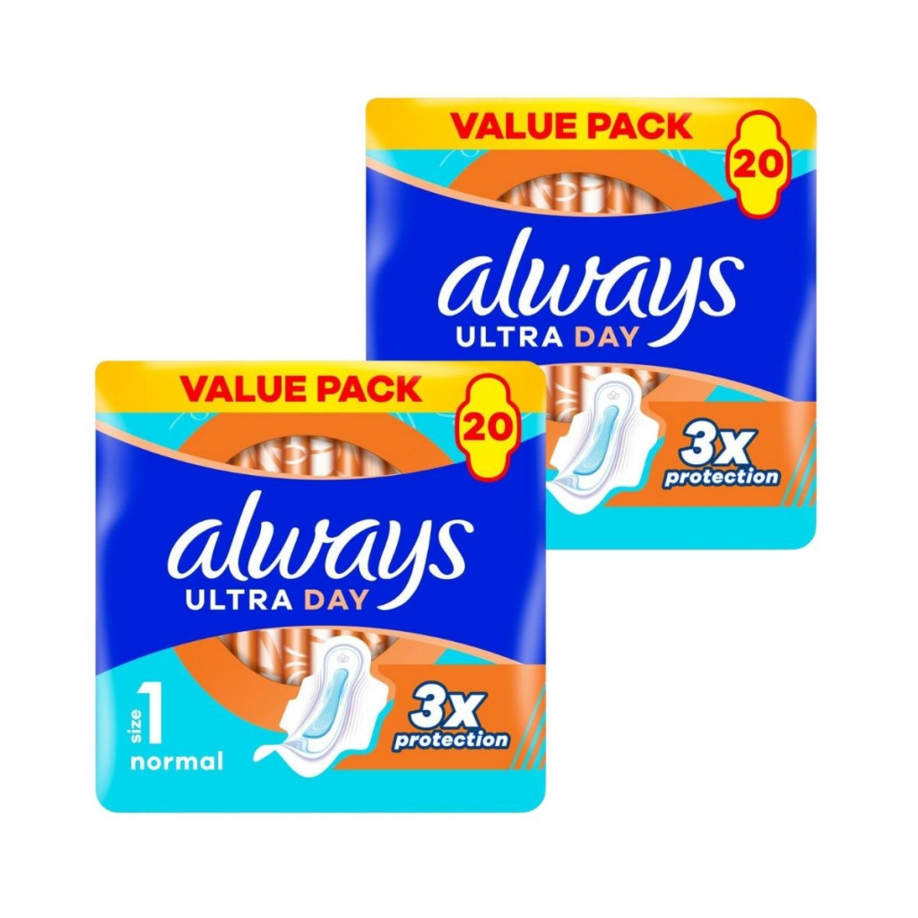 Always Ultra Day Normal egészségügyi szárnyas betét, 1-es méret (2x20 db)