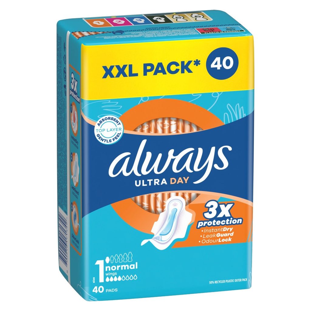 Always Ultra Day Normal egészségügyi szárnyas betét, 1-es méret (80 db)