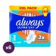 Always Ultra Day Normal egészségügyi szárnyas betét, 1-es méret (6x40 db)
