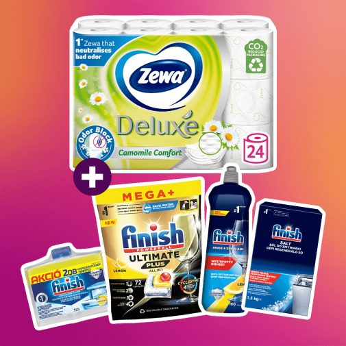 Zewa Camomile x Finish XXL háztartási csomag