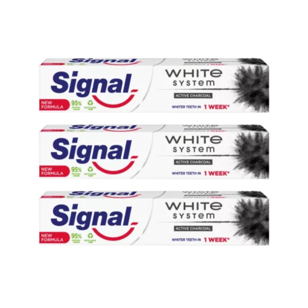 Signal White System Aktív szén fogkrém (3x75 ml)