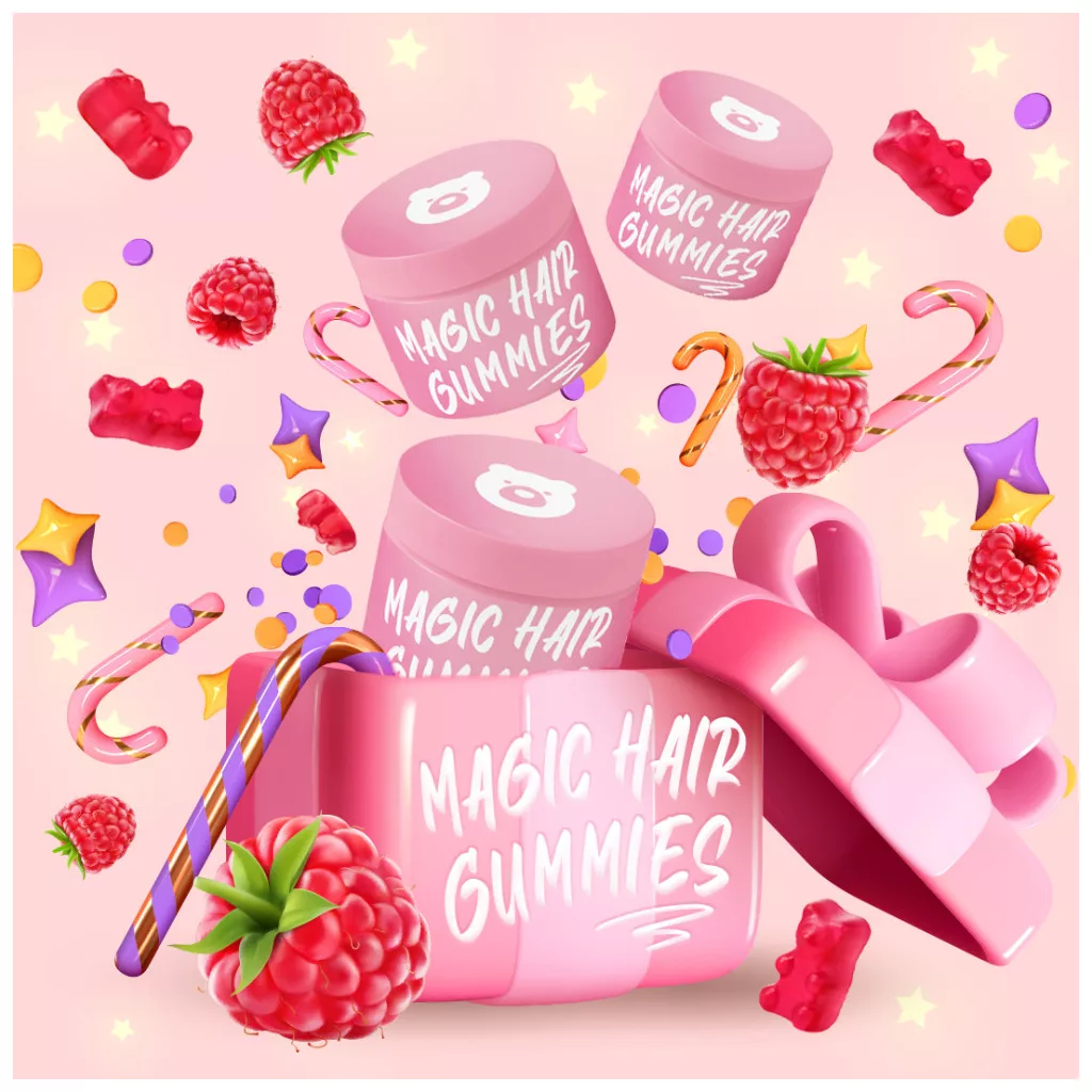 3 havi Magic Hair Gummies gumivitamin kúra + 1 db Magic Hair Iron gőzölős hajvasaló csomag