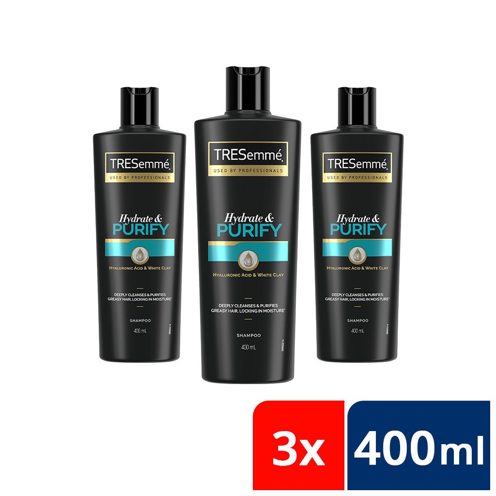 TRESemmé Hydrate & Purify sampon zsírosodó hajra hialuron savval (3x400 ml)