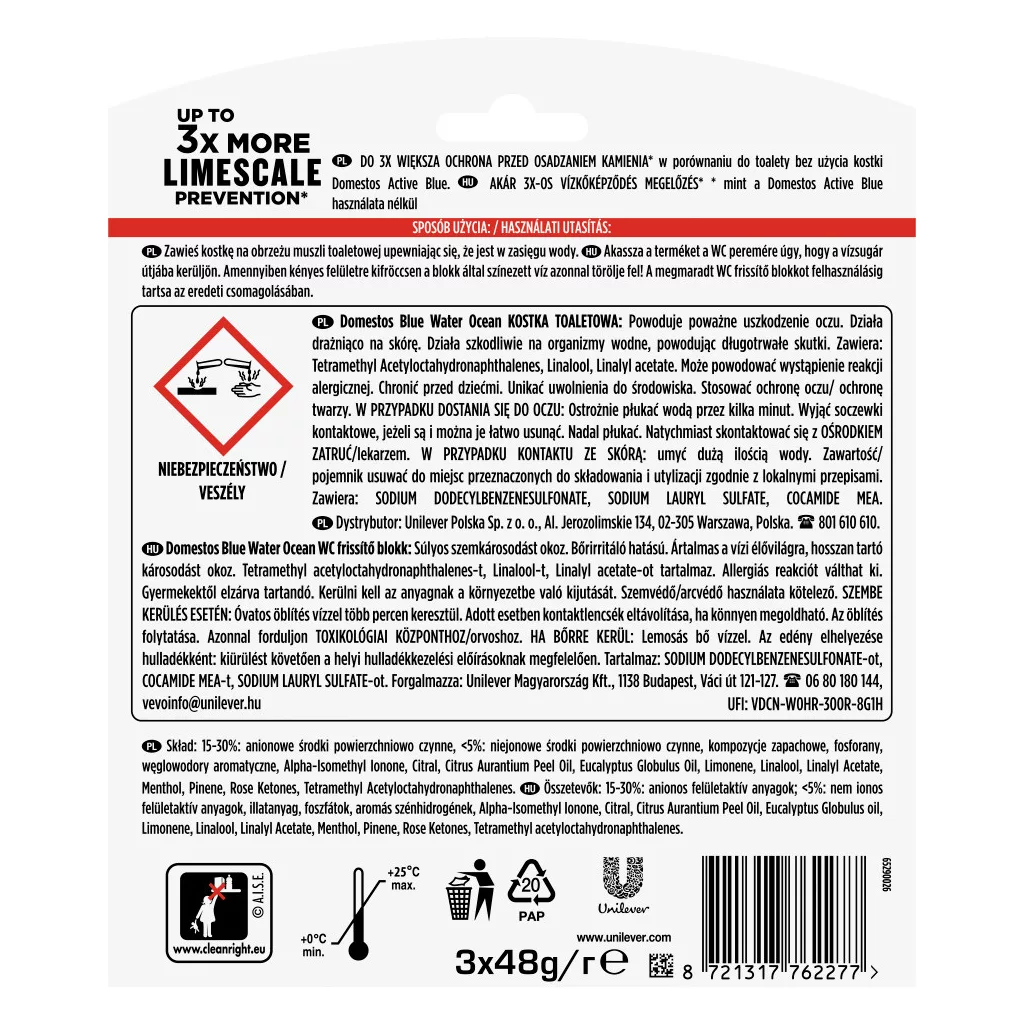 Domestos Power5 Blue Water Ocean 3x(3x48 g)