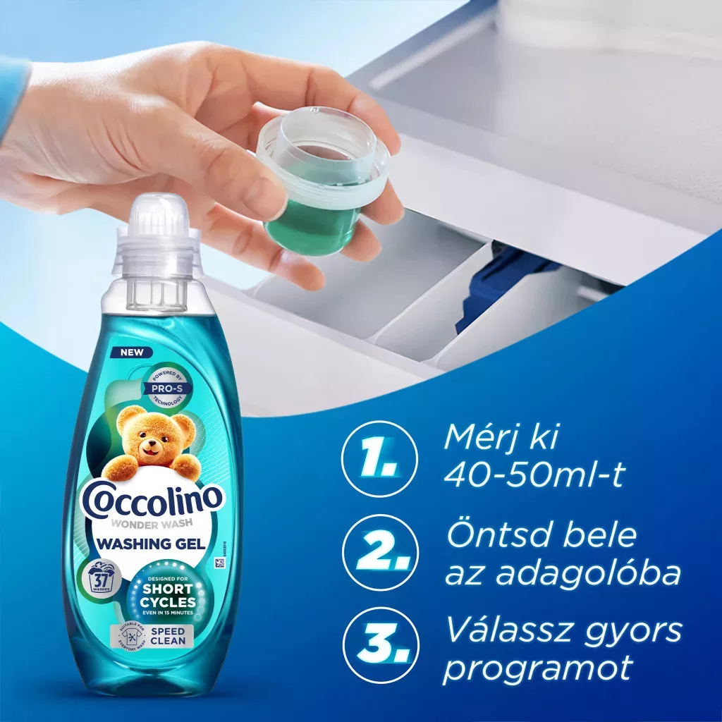 Coccolino Wonder Wash Speed Clean folyékony mosószer 2x1480 ml (74 mosás)