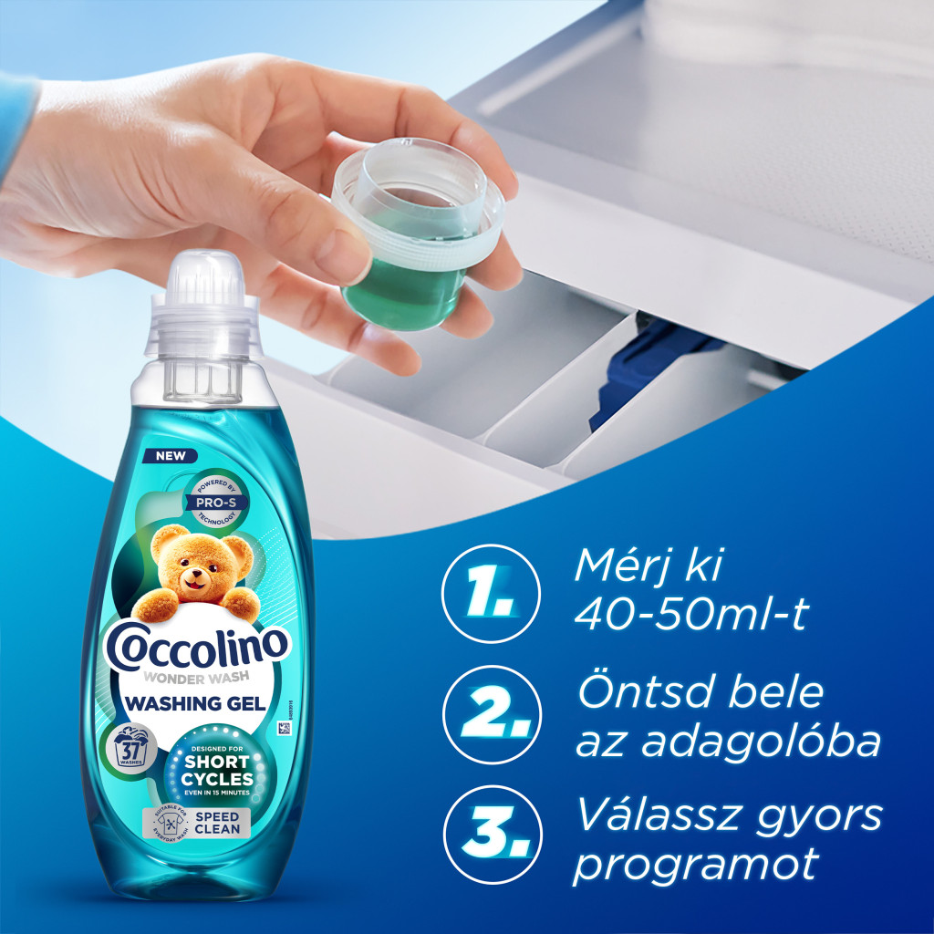 Coccolino Wonder Wash Speed Clean folyékony mosószer 4x1480 ml (148 mosás)
