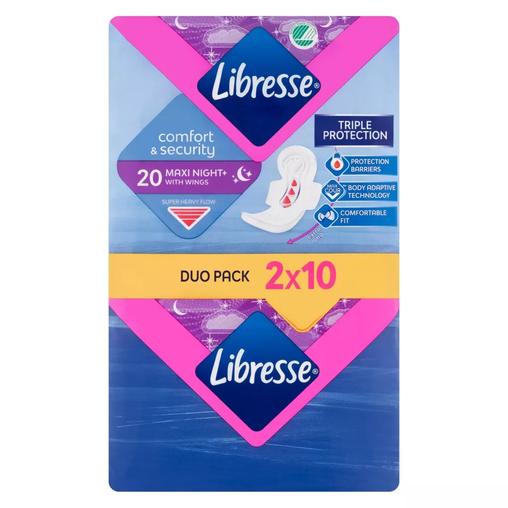 Libresse Maxi Goodnight+ Comfort & Security éjszaki egészségügyi betét (4x10 db)