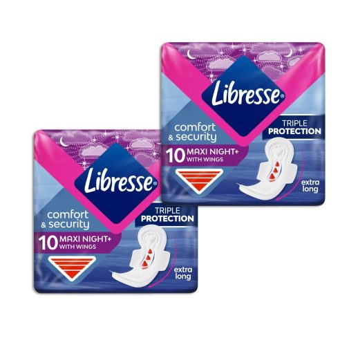 Libresse Maxi Goodnight+ Comfort & Security éjszakai egészségügyi betét (2x10 db)