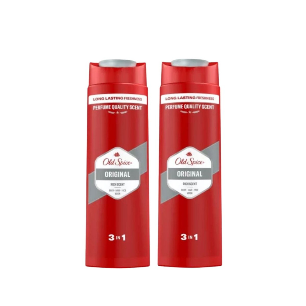 Old Spice Original 3 az 1-ben tusfürdő és sampon férfiaknak (2x400 ml)