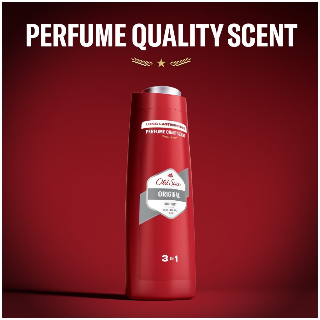 Old Spice Original 3 az 1-ben tusfürdő és sampon férfiaknak (2x400 ml)