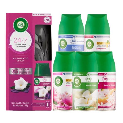 INGYENES SZÁLLÍTÁS - Air Wick Freshmatic Légfrissítő csomag: készülék és 6 db különböző illatú utántöltő