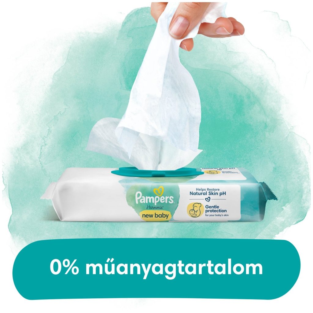 Pampers Harmonie New Baby Plastic Free műanyagmentes nedves törlőkendő (3x4x46 db)