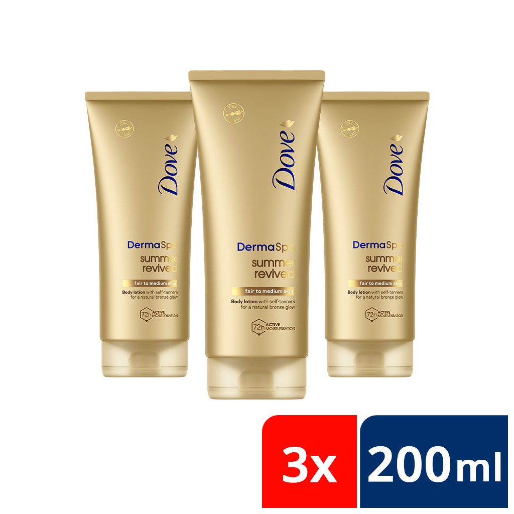 Dove DermaSpa Summer Revived önbarnító testápoló világos-normál bőrre (3x200 ml)