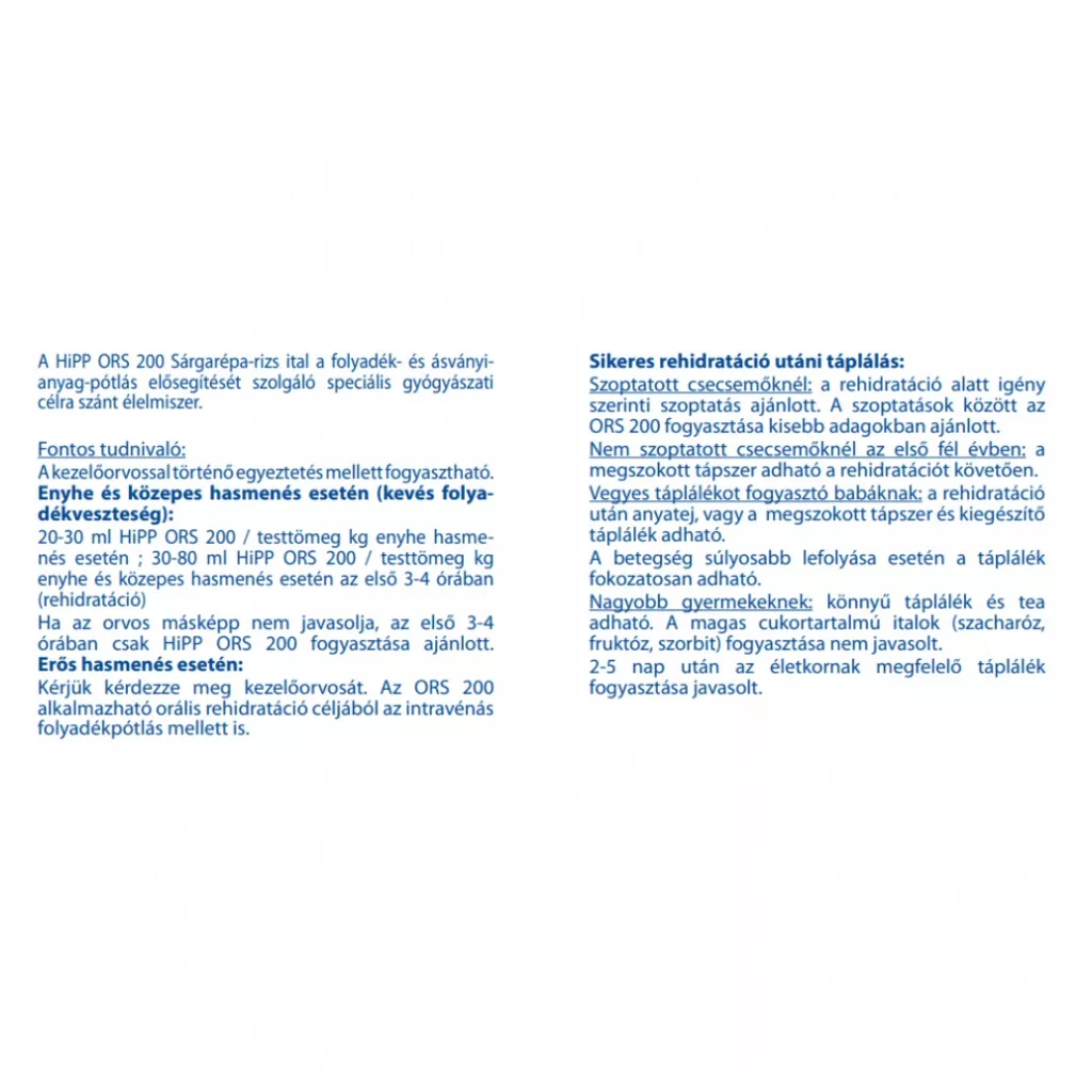 Hipp ORS sárgarépa-rizs ital hasmenéses babák kezelésére, 4 hó+ (6x200 ml)