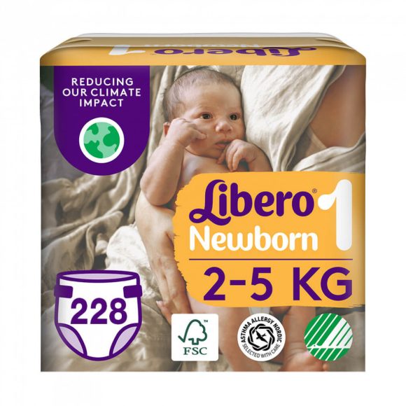 Libero Newborn 1 újszülött pelenka, 2-5 kg, HAVI PELENKACSOMAG 228 db