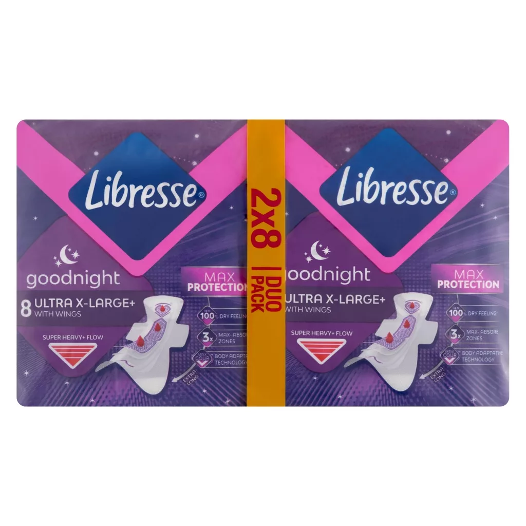 Libresse Ultra Goodnight Extra Large Wings Duo egészségügyi betét (4x8 db)