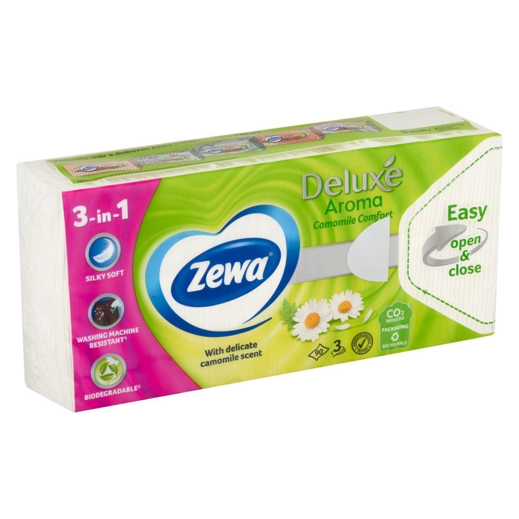 Zewa Deluxe Camomile Comfort 3 rétegű illatosított papírzsebkendő (3x90 db)