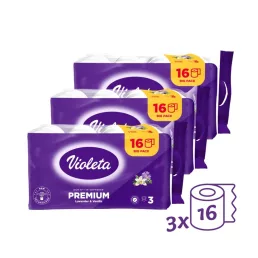   Violeta toalettpapír prémium 3 rétegű, levendula-vanília, (3x16 tekercs)