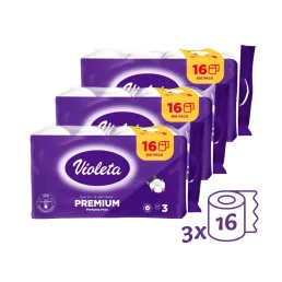 Violeta toalettpapír prémium 3 rétegű, (3x16 tekercs)