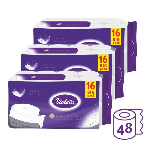 Violeta toalettpapír prémium 3 rétegű, (3x16 tekercs)